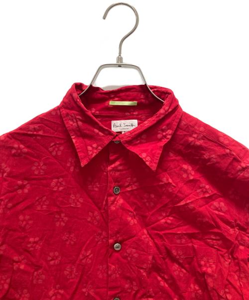 Paul Smith London（ポールスミスロンドン）Paul Smith London (ポールスミスロンドン) フラワープリント半袖シャツ レッド サイズ:Lの古着・服飾アイテム