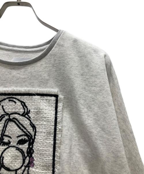 MARIED'OR（マリードール）MARIED'OR (マリードール) スウェット/裏毛刺繍貼り付け脇タック ドルマン袖クルー グレー サイズ:Iの古着・服飾アイテム