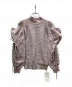 Snidelスナイデル）の古着「シースルーショルダーニットトップス」｜ピンク