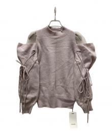 Snidel（スナイデル）の古着「シースルーショルダーニットトップス」｜ピンク