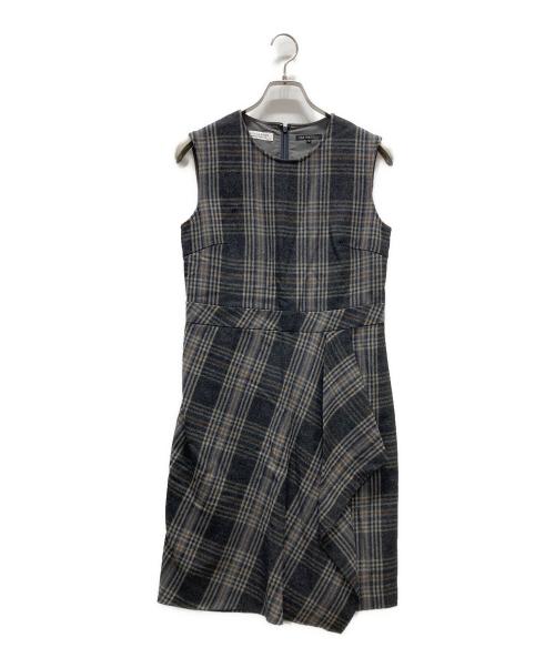 23区（ニジュウサンク）23区 (ニジュウサンク) タータンチェックノースリーブワンピース グレー サイズ:38の古着・服飾アイテム