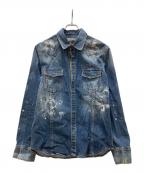IN THE ATTICインジアティック）の古着「チェーン・ペイント加工デニムシャツ」｜インディゴ