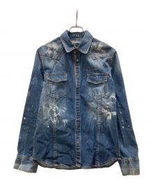 IN THE ATTIC（インジアティック）の古着「チェーン・ペイント加工デニムシャツ」｜インディゴ