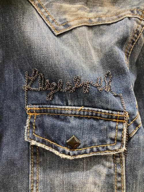 IN THE ATTIC（インジアティック）IN THE ATTIC (インジアティック) チェーン・ペイント加工デニムシャツ インディゴ サイズ:Lの古着・服飾アイテム