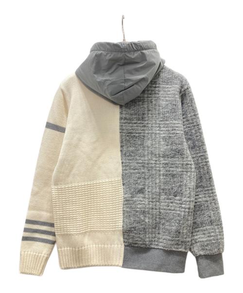 P.M.D.S.（ピーエムディーエス）P.M.D.S. (ピーエムディーエス) ニット切替パーカー ホワイト×グレー サイズ:Mの古着・服飾アイテム