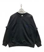South2 West8サウスツー ウエストエイト）の古着「Trainer Crew Shirt - PE/C/PU Fleece Lined Jersey」｜ブラック