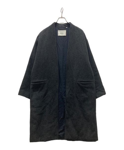 gold（ゴールド）gold (ゴールド) ウールモッサーノーカラーコート グレー サイズ:Mの古着・服飾アイテム