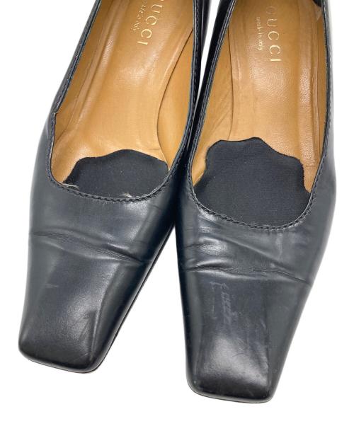 GUCCI（グッチ）GUCCI (グッチ) スクエアトゥパンプス ブラック サイズ:36　1/2の古着・服飾アイテム