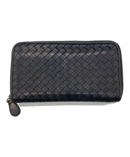 BOTTEGA VENETA（ボッテガベネタ）BOTTEGA VENETA (ボッテガベネタ) イントレ ラウンドファスナー長財布 ブラックの古着・服飾アイテム