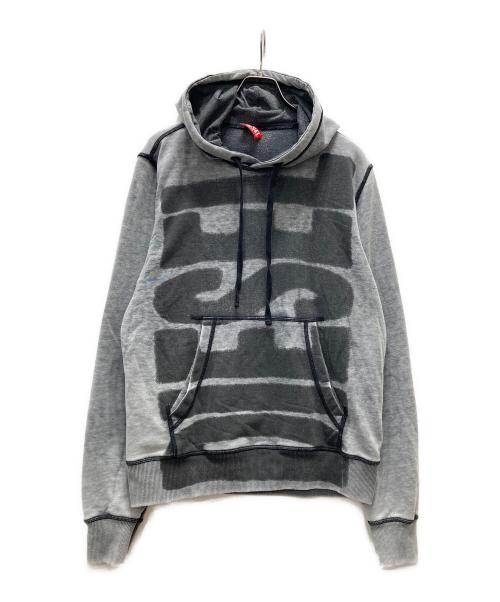 DIESEL（ディーゼル）DIESEL (ディーゼル) ロゴプリントパーカー/S-GINN-HOOD-ZIP-L1 グレー サイズ:Lの古着・服飾アイテム