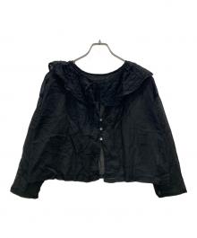 tumugu（ツムグ）の古着「コットンボイルリーフ刺繍 フレア衿2wayボレロ」｜ブラック