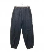 COMOLIコモリ）の古着「シルクネル ドローストリングパンツ」｜ブラック