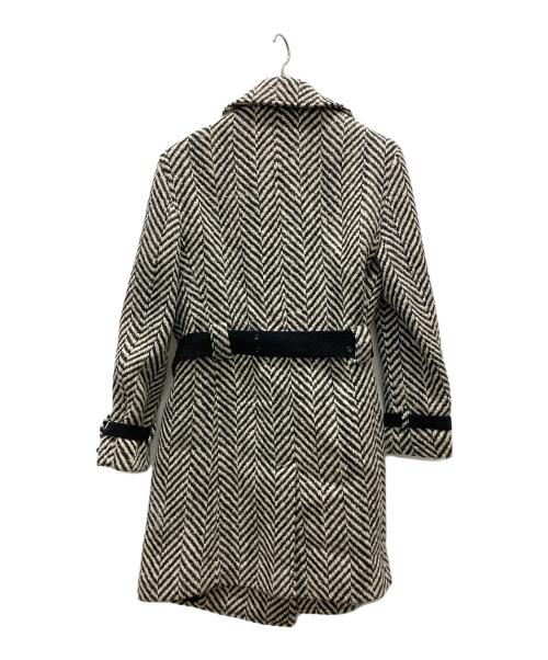 Saint Laurent Paris（サンローランパリ）Saint Laurent Paris (サンローランパリ) ラップトレンチコート/Chevron Wrap Trench Coat ブラック×アイボリー サイズ:F36の古着・服飾アイテム