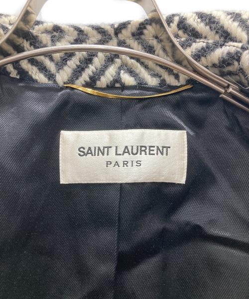 Saint Laurent Paris（サンローランパリ）Saint Laurent Paris (サンローランパリ) ラップトレンチコート/Chevron Wrap Trench Coat ブラック×アイボリー サイズ:F36の古着・服飾アイテム
