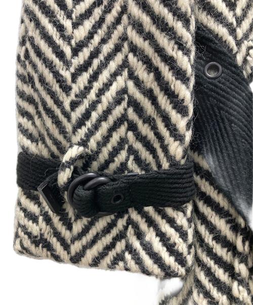 Saint Laurent Paris（サンローランパリ）Saint Laurent Paris (サンローランパリ) ラップトレンチコート/Chevron Wrap Trench Coat ブラック×アイボリー サイズ:F36の古着・服飾アイテム