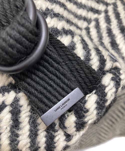 Saint Laurent Paris（サンローランパリ）Saint Laurent Paris (サンローランパリ) ラップトレンチコート/Chevron Wrap Trench Coat ブラック×アイボリー サイズ:F36の古着・服飾アイテム