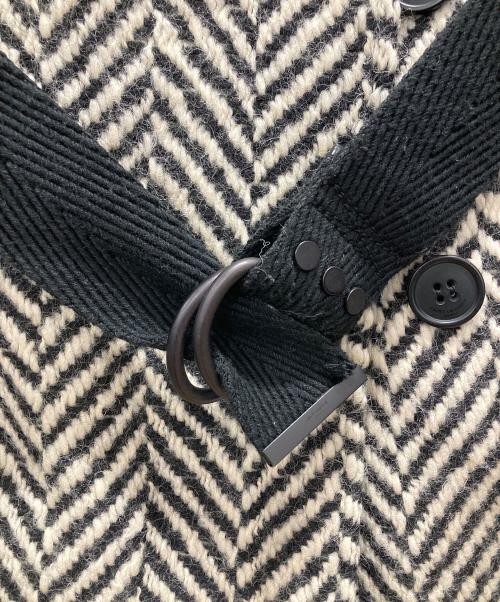 Saint Laurent Paris（サンローランパリ）Saint Laurent Paris (サンローランパリ) ラップトレンチコート/Chevron Wrap Trench Coat ブラック×アイボリー サイズ:F36の古着・服飾アイテム