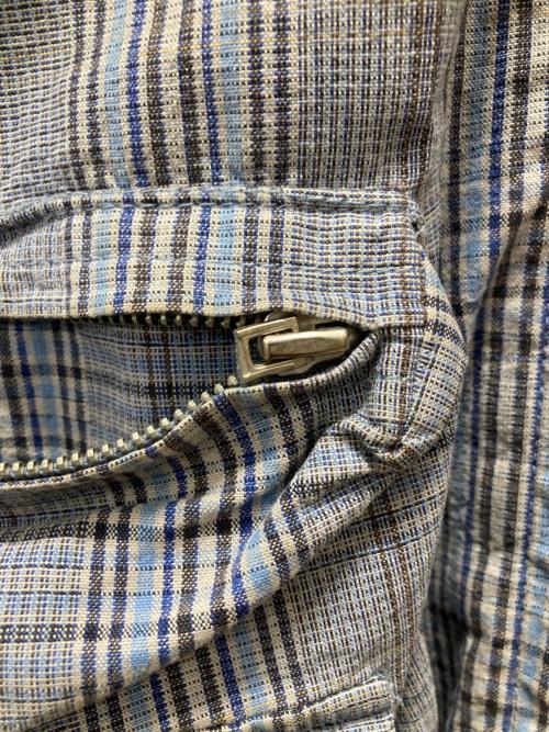 stussy（ステューシー）stussy (ステューシー) グランチェックハンティングジャケット グレー×ライトブルー サイズ:XLの古着・服飾アイテム