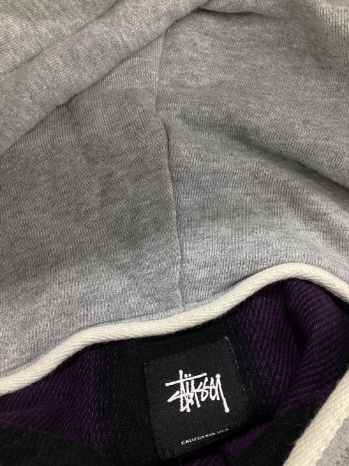 stussy（ステューシー）stussy (ステューシー) オンブレチェックパーカーシャツ パープル サイズ:Lの古着・服飾アイテム