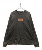 KITHキス）の古着「ボックスロゴロングスリーブカットソー/Flame Box Logo L/S Tee」｜グレー