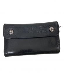 CHROME HEARTS（クロムハーツ）の古着「レザー ウェーブウォレット」｜ブラック