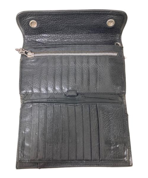 CHROME HEARTS（クロムハーツ）CHROME HEARTS (クロムハーツ) レザー ウェーブウォレット ブラックの古着・服飾アイテム
