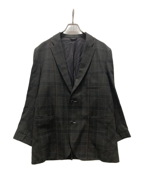 LANVIN en Bleu（ランバンオンブルー）LANVIN en Bleu (ランバンオンブルー) チェック柄2Bジャケット ブラウン サイズ:XLの古着・服飾アイテム