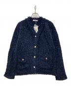 suadeoスアデオ）の古着「ニットツイードジャケット」｜ネイビー