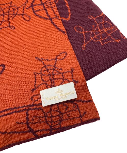 Vivienne Westwood（ヴィヴィアンウエストウッド）Vivienne Westwood (ヴィヴィアンウエストウッド) オーブ柄マフラー レッドの古着・服飾アイテム