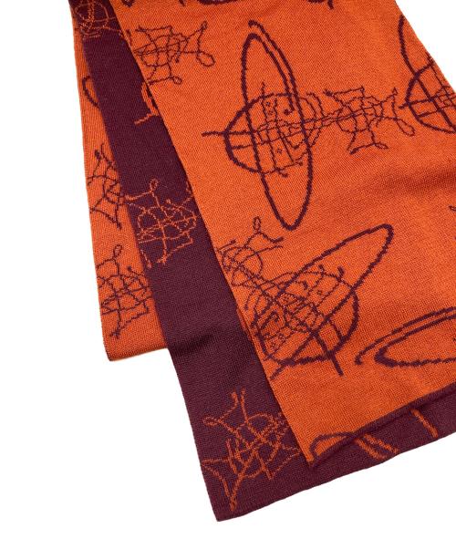 Vivienne Westwood（ヴィヴィアンウエストウッド）Vivienne Westwood (ヴィヴィアンウエストウッド) オーブ柄マフラー レッドの古着・服飾アイテム