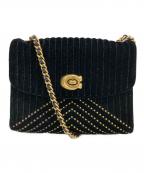 COACHコーチ）の古着「パーカー18ウィズキルティングアンドリベットプラム」｜ブラック