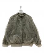 AULA AILAアウラアイラ）の古着「フローラル刺繍 シースルー ジップアップブルゾン」｜オリーブ