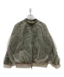 AULA AILA（アウラアイラ）の古着「フローラル刺繍 シースルー ジップアップブルゾン」｜オリーブ
