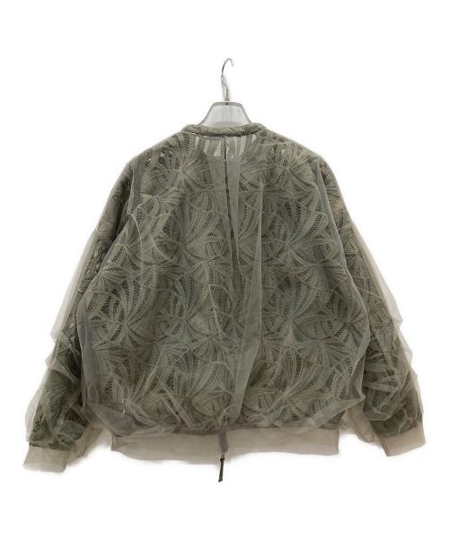 AULA AILA（アウラアイラ）AULA AILA (アウラアイラ) フローラル刺繍 シースルー ジップアップブルゾン オリーブの古着・服飾アイテム