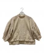 CLANEクラネ）の古着「カットエンブロイダリートップ」｜ベージュ