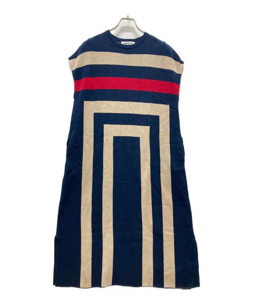 HeRIN.CYE（ヘリンドットサイ）HeRIN.CYE (ヘリンドットサイ) Square knit one piece ネイビー サイズ:Freeの古着・服飾アイテム