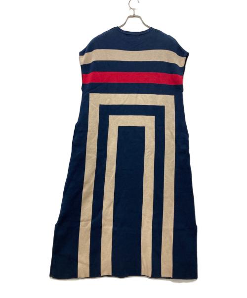 HeRIN.CYE（ヘリンドットサイ）HeRIN.CYE (ヘリンドットサイ) Square knit one piece ネイビー サイズ:Freeの古着・服飾アイテム