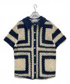 FRNCH×BEAUTY&YOUTHフレンチ×ビューティーアンドユース）の古着「クロシェショートスリーブシャツ」｜ネイビー
