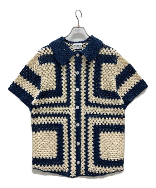 FRNCH（フレンチ）FRNCH (フレンチ) BEAUTY&YOUTH (ビューティーアンドユース) クロシェショートスリーブシャツ ネイビー サイズ:Sの古着・服飾アイテム
