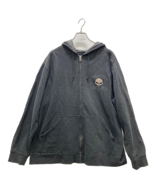 HARLEY-DAVIDSON（ハーレーダビッドソン）HARLEY-DAVIDSON (ハーレーダビッドソン) スカル＆ロゴジップパーカー グレー サイズ:XLの古着・服飾アイテム