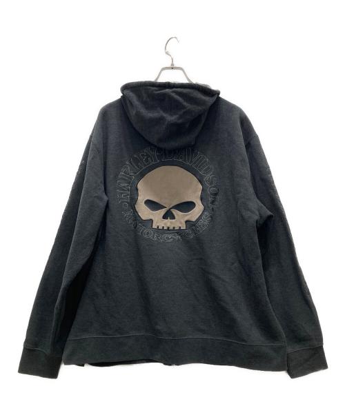 HARLEY-DAVIDSON（ハーレーダビッドソン）HARLEY-DAVIDSON (ハーレーダビッドソン) スカル＆ロゴジップパーカー グレー サイズ:XLの古着・服飾アイテム