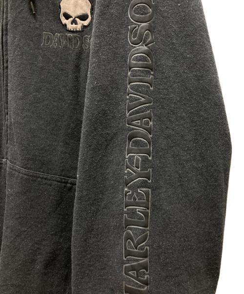 HARLEY-DAVIDSON（ハーレーダビッドソン）HARLEY-DAVIDSON (ハーレーダビッドソン) スカル＆ロゴジップパーカー グレー サイズ:XLの古着・服飾アイテム
