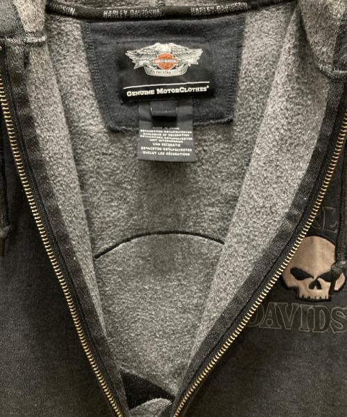 HARLEY-DAVIDSON（ハーレーダビッドソン）HARLEY-DAVIDSON (ハーレーダビッドソン) スカル＆ロゴジップパーカー グレー サイズ:XLの古着・服飾アイテム