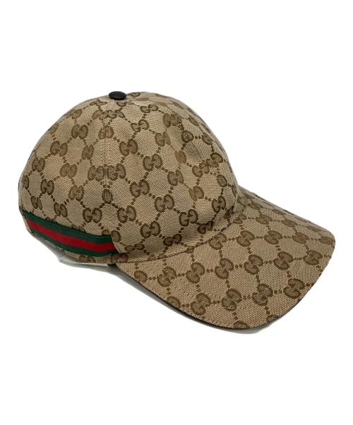 GUCCI（グッチ）GUCCI (グッチ) GGキャンバス シェリーラインキャップ ブラウン サイズ:Mの古着・服飾アイテム