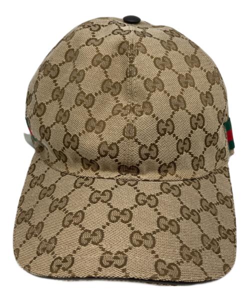 GUCCI（グッチ）GUCCI (グッチ) GGキャンバス シェリーラインキャップ ブラウン サイズ:Mの古着・服飾アイテム