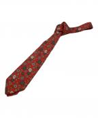 HERMESエルメス）の古着「フラワープリントネクタイ」｜レッド