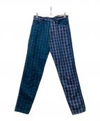 EVISUエヴィス）の古着「カモメプリント チェック柄デニムパンツ」｜ブルー