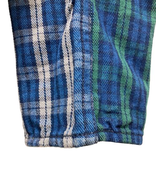 EVISU（エヴィス）EVISU (エヴィス) カモメプリント チェック柄デニムパンツ ブルー サイズ:32の古着・服飾アイテム