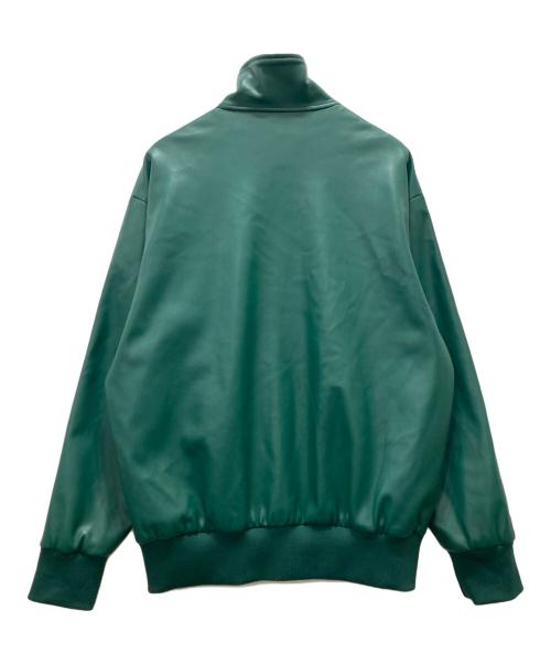 adidas（アディダス）adidas (アディダス) フェイクレザー アディカラー スリーストライプス ルーズ ファイヤーバード トラックスーツジャケット グリーン サイズ:XLの古着・服飾アイテム