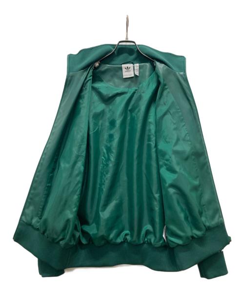 adidas（アディダス）adidas (アディダス) フェイクレザー アディカラー スリーストライプス ルーズ ファイヤーバード トラックスーツジャケット グリーン サイズ:XLの古着・服飾アイテム